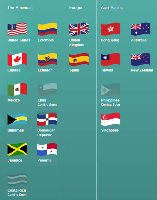Market America and Motives Cosmetics Countries