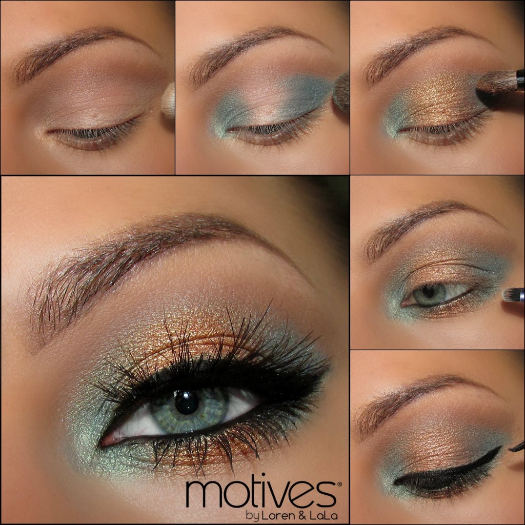 Motives Cosmetics Antique Gold and Pacific Sea Look