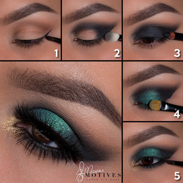 Green Goddess Eye Shadow Look - numbered