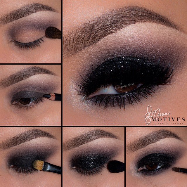 Smokey Black Glitter Look